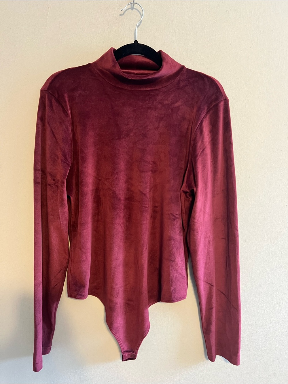 American Eagle Burgundy Velvet Mock Neck Bodysuit | Women’s XXL